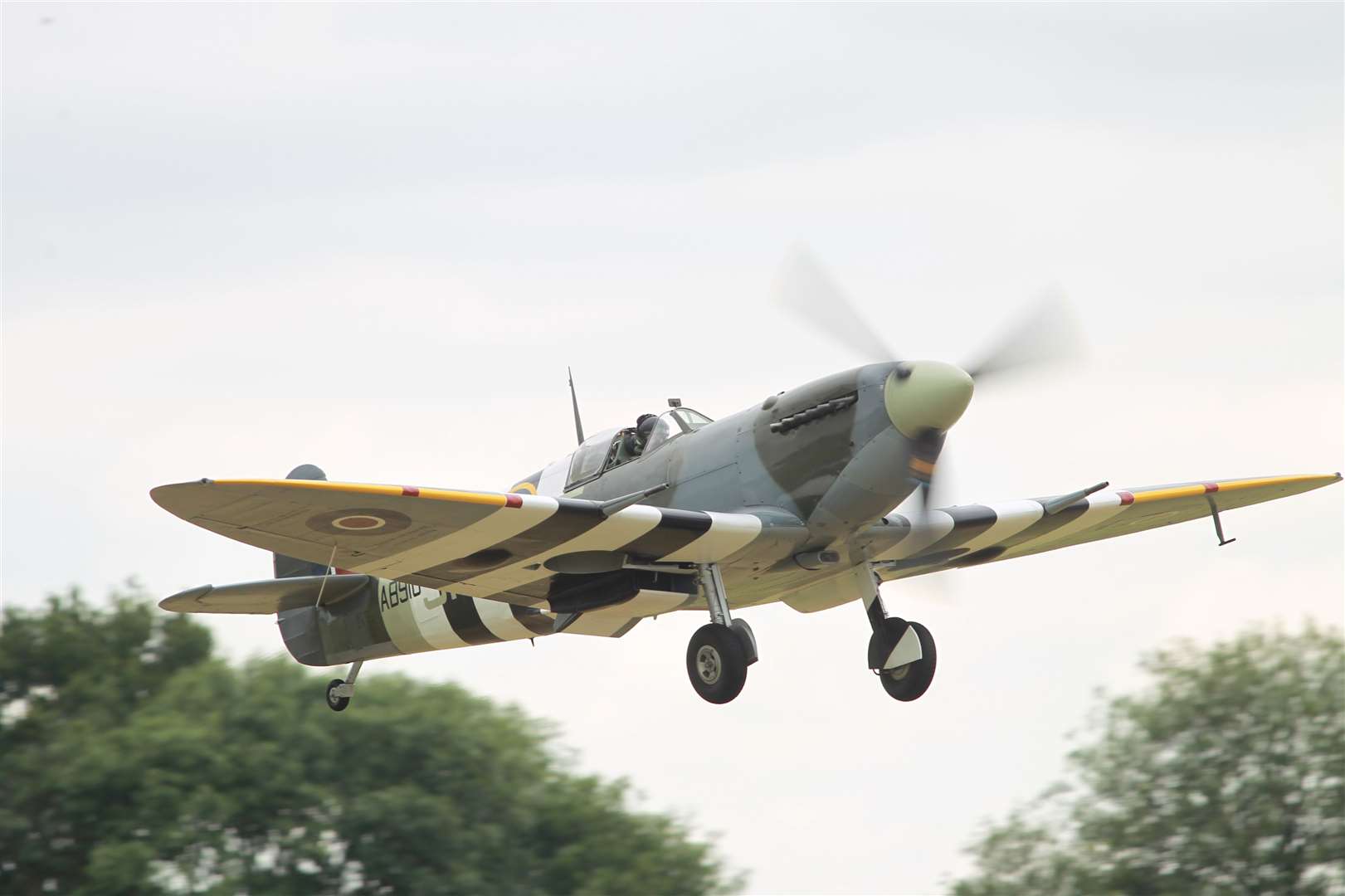 A Spitfire takes off during The Battle of Britain Air Show at Headcorn Aerodrome. Picture: John Westhrop