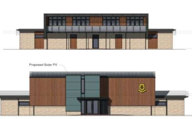 From the top: The front of the amended plans for the clubhouse and the rear view of the clubhouse. Picture: Quinn