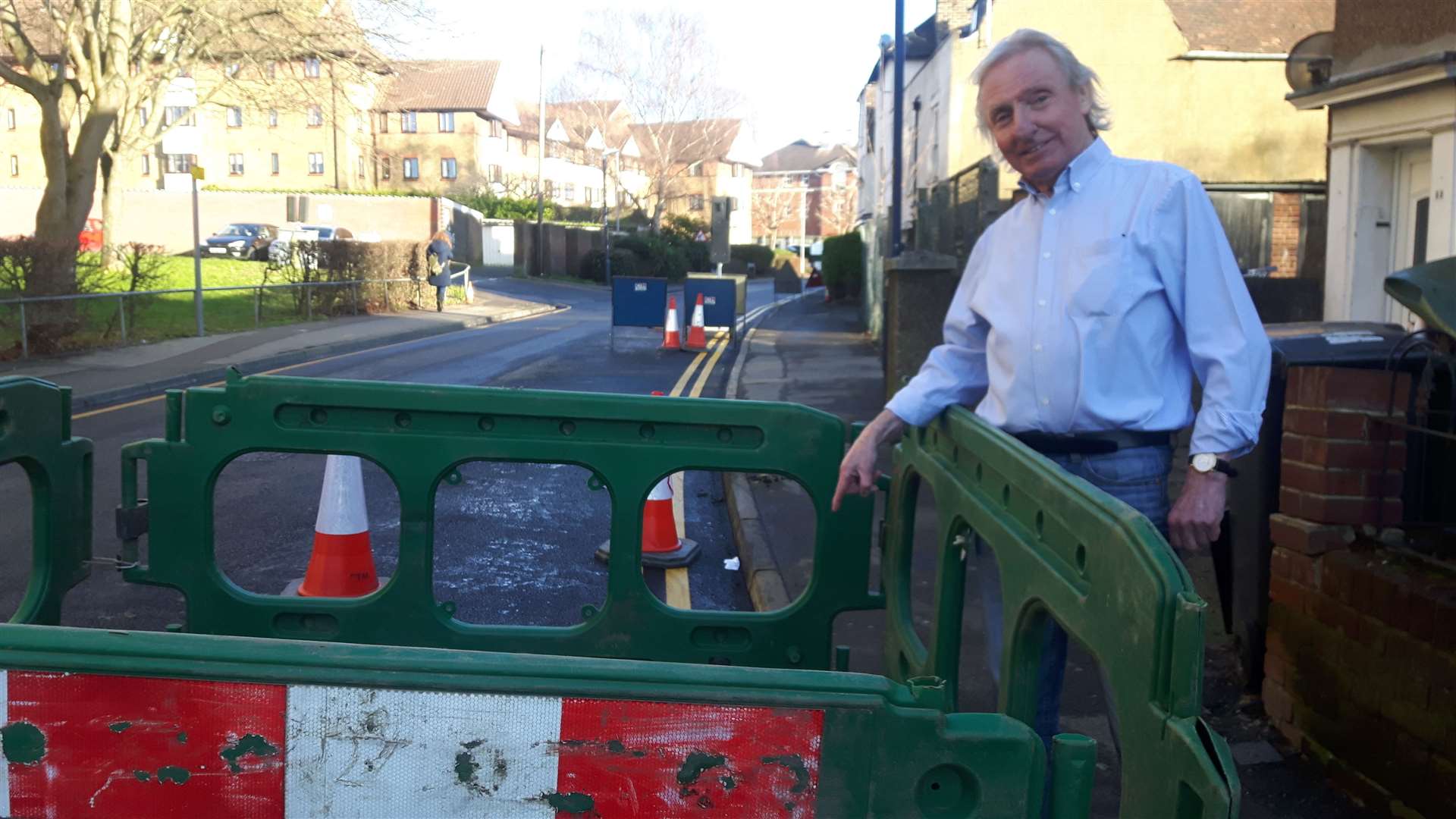 Dave Savoury points out the latest hole in Union Street, Maidstone