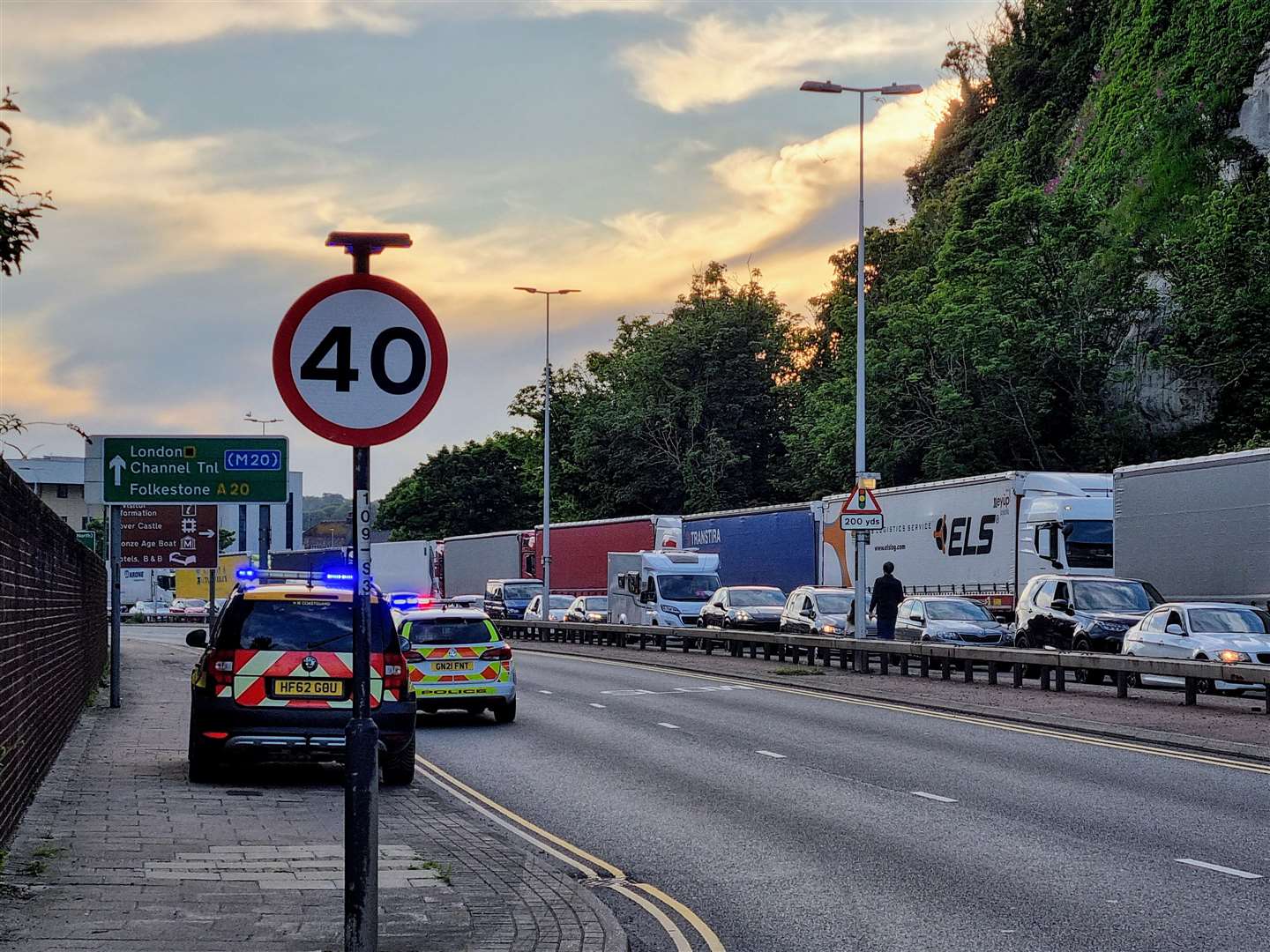 Police were called to help manage gridlock passengers trying to reach the Port of Dover were caught up in. Photo: Paul McMullan