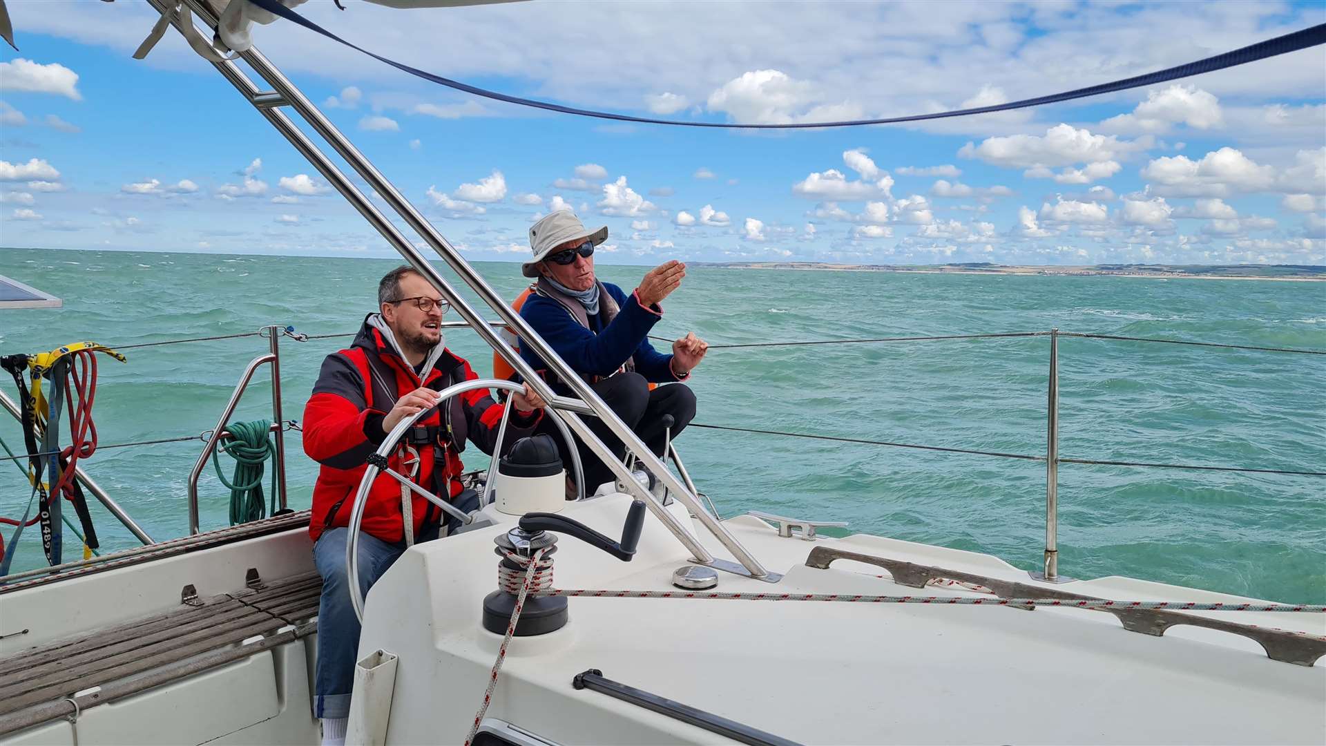Passengers can even have a go at sailing the catamaran, under the watchful eye of the skipper