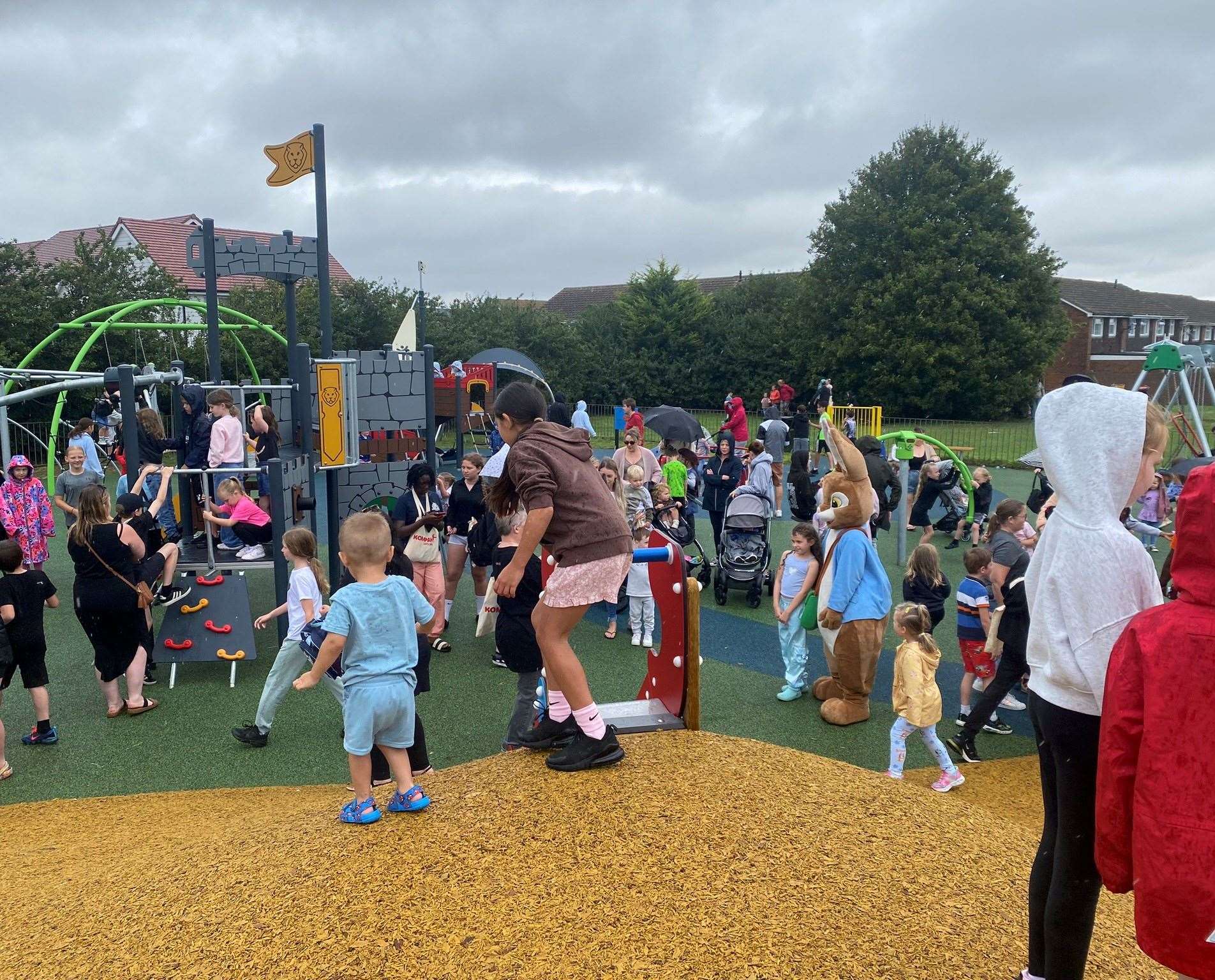 Hundreds of children came out to be the first to play in the park. Picture: Ron Sands