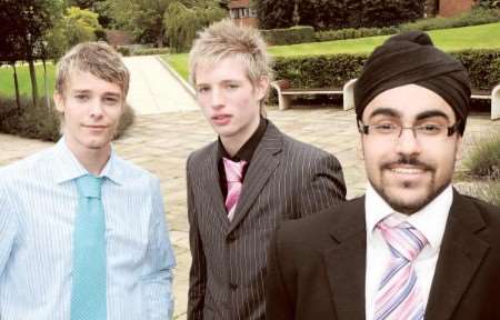 Willmott Dixon trainees, from left to right Ryan Usher, Levi Merton and Jagdeep Daheley.