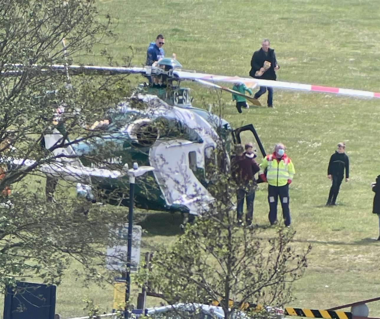 The air ambulance on Hythe Green. Picture: © A Tanton / Hythe Residents Group