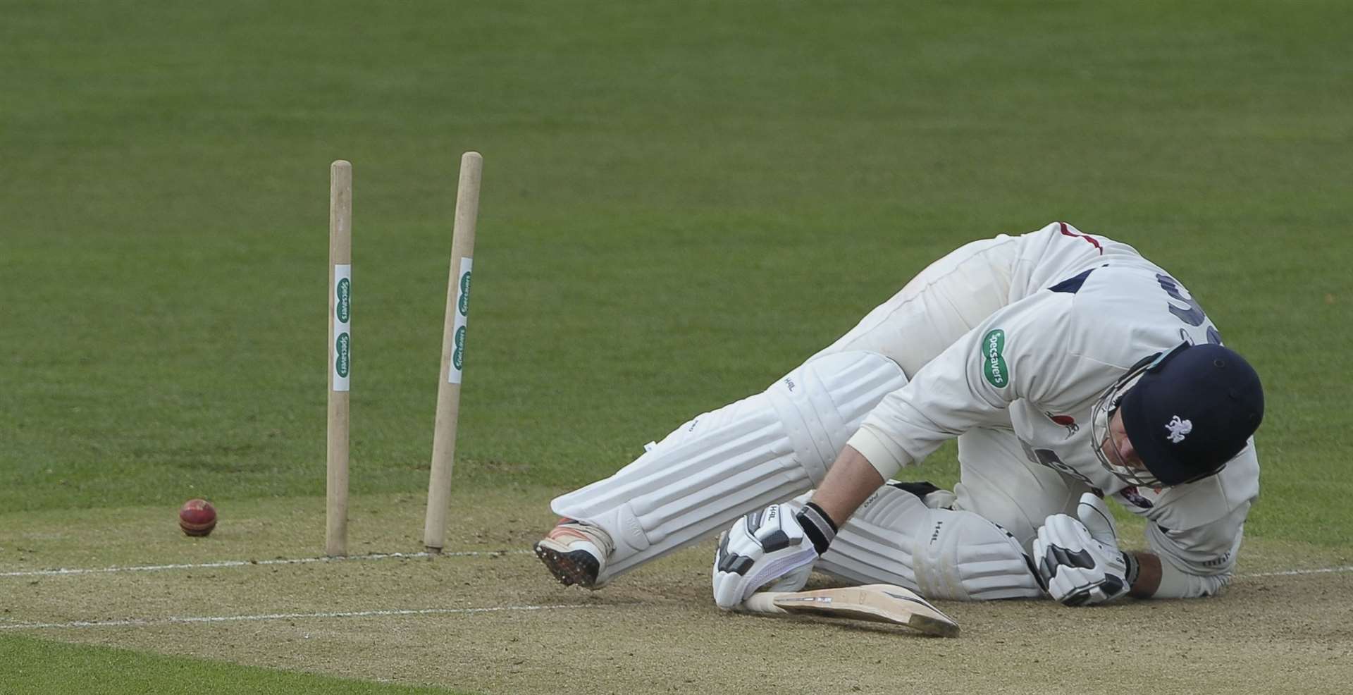 Matt Coles is cleaned up in 2016 by new Kent seamer Michael Hogan, then playing for Glamorgan, in 2016. Picture: Ady Kerry