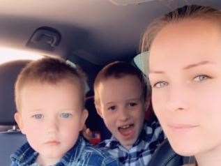 Amy Brown with her sons AJ and Phill. Picture: Amy Brown