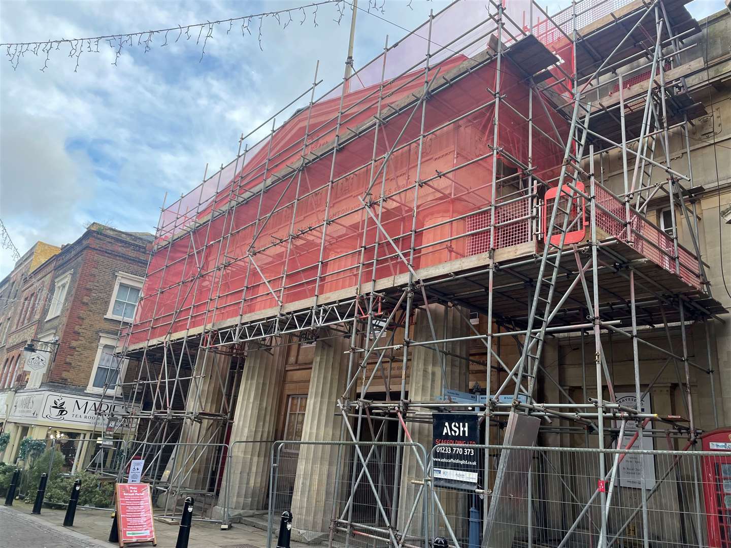 More scaffolding has been erected around the building