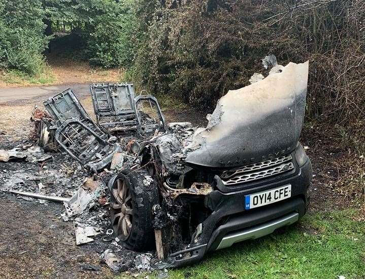 Fire crews were called to the burning vehicle at 1am