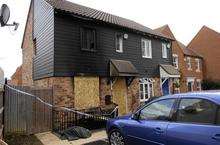 Fire-damaged home at Singleton, Ashford