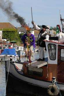 Hat trick - Mad Mike Young pogos into the harbour at last year's championships