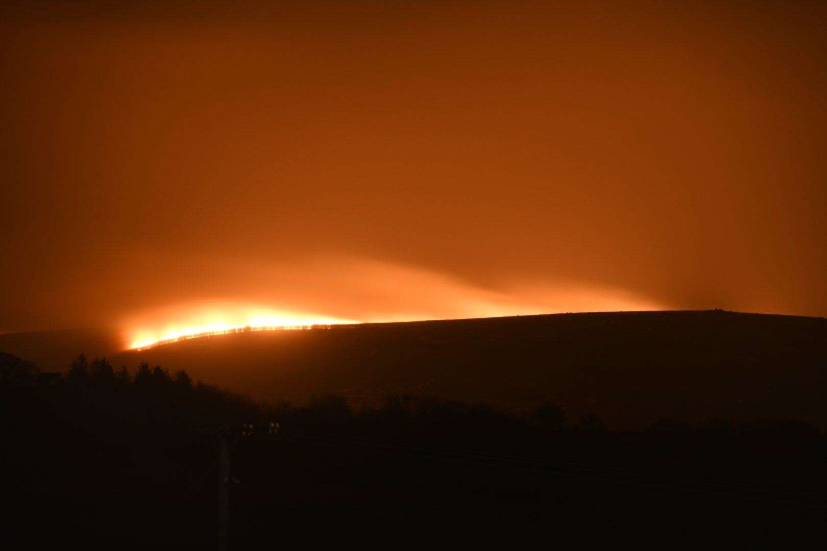 The blaze is near Tavy Cleave, a few miles north east of Tavistock (Benjamin Lawley/Twitter)