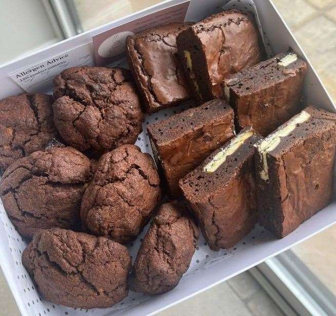 A double chocolate cookie and brownie box, which will be available in Ellie's new shop. Picture: Instagram / elliesbakinggoods