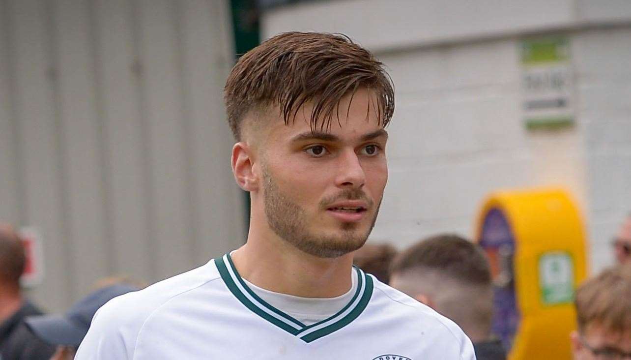 George Nikaj - Dover’s top scorer rounded off their victory in style late on with a long-range effort. Picture: Stuart Watson