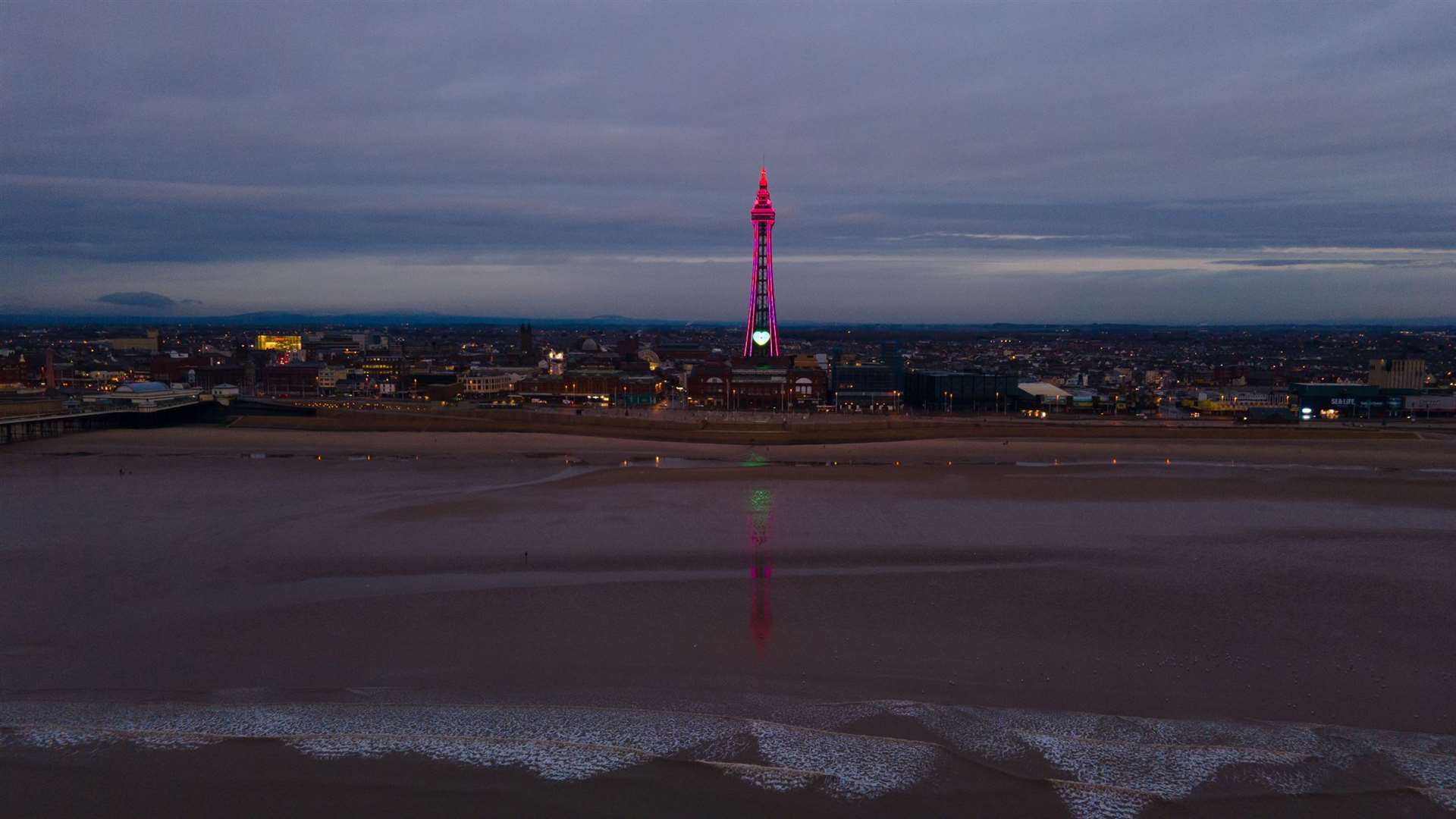 Blackpool Tower lit up on Wednesday night in commemoration to Jordan Banks (Lancashire Drone Photography)