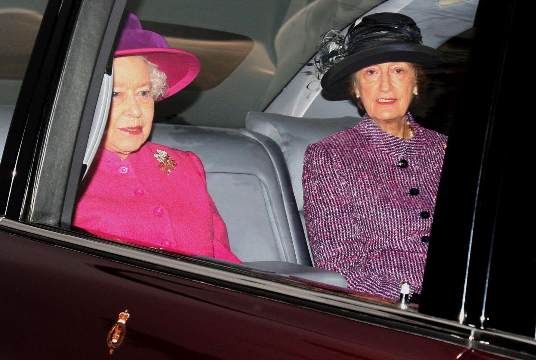 The late Queen and her lady in waiting, Lady Susan Hussey (Chris Radburn/PA)