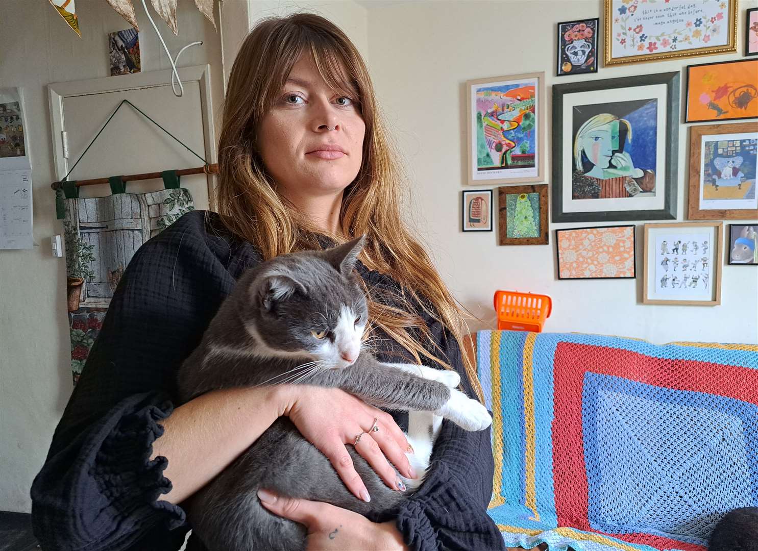 Rachel Craft with her famous cat Griffin, who has been missing for a week