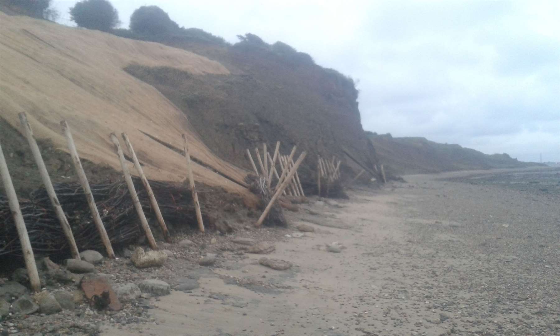 Cliff defences on the beach at Eastchurch on the Isle of Sheppey. Picture: Daniel Hogburn