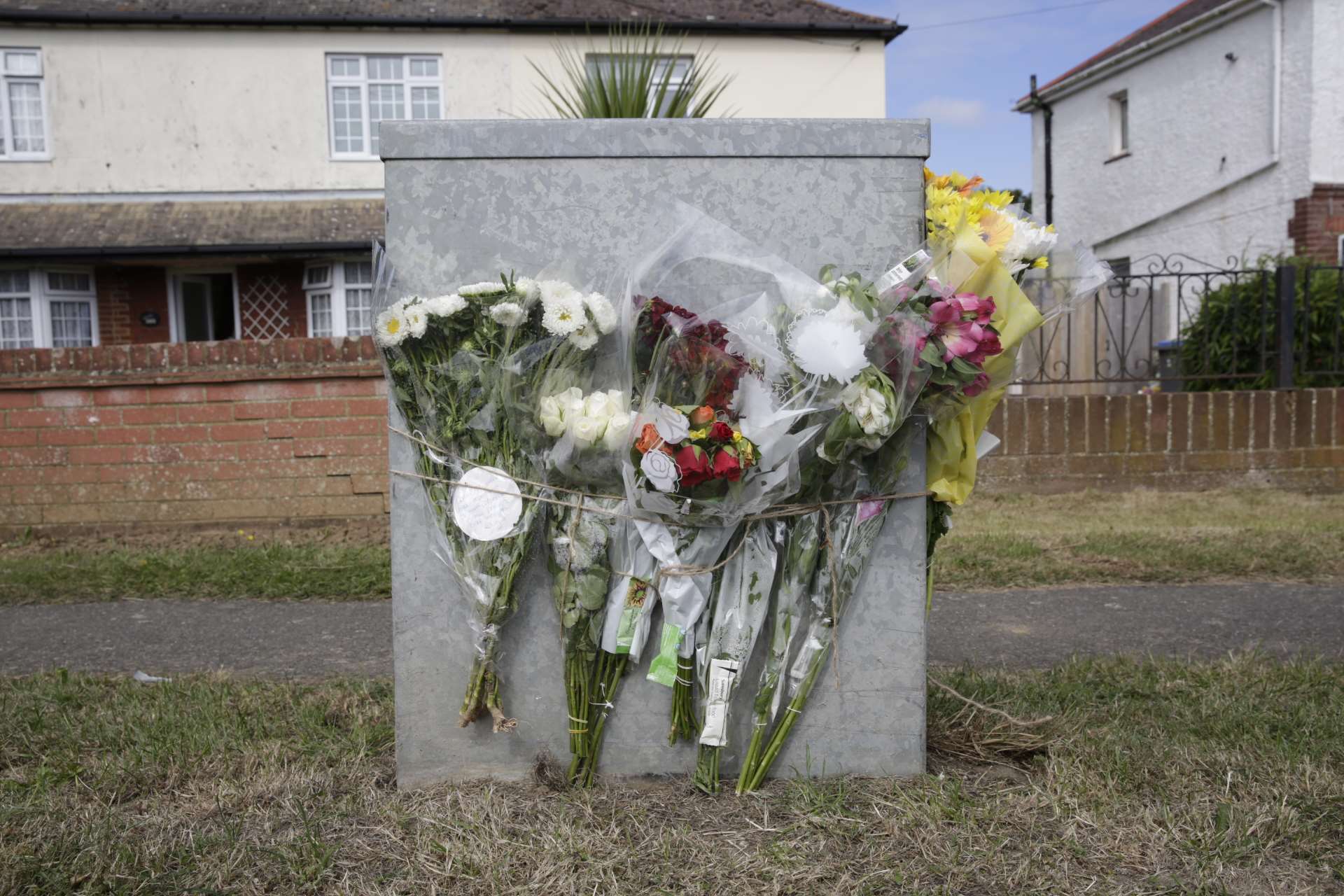 Flowers at the scene. Picture: Martin Apps