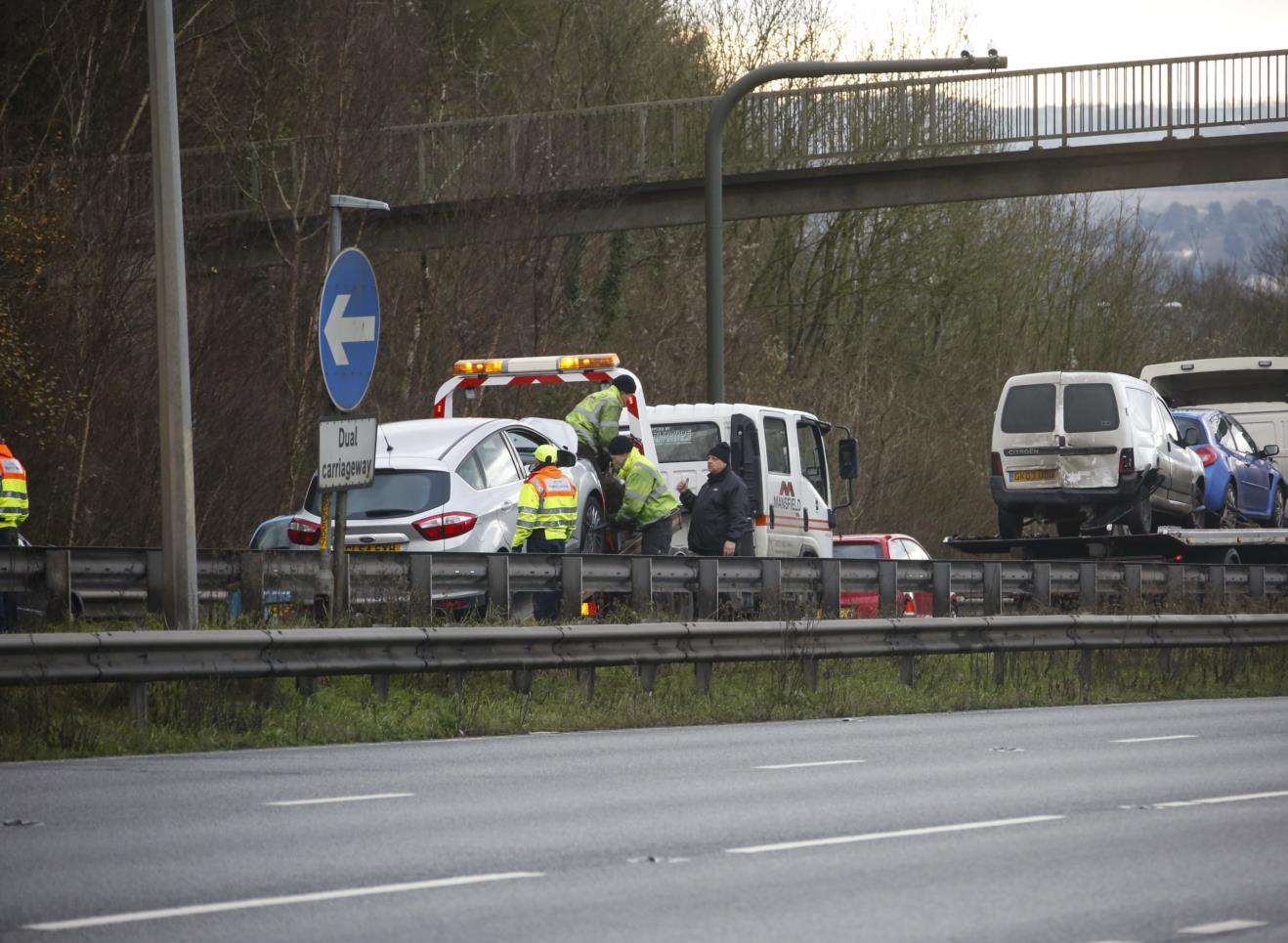 Cars were cleared away and the carriageway is now open