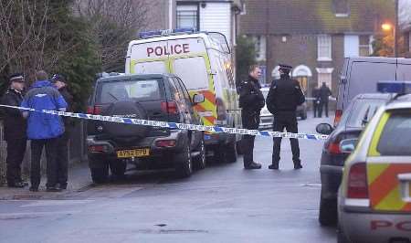 Police at the scene at the height of the siege. Picture: CHRIS DAVEY