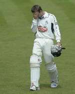 Joe Denly is crestfallen at becoming Kent's last man out. Picture: Adi Kerry