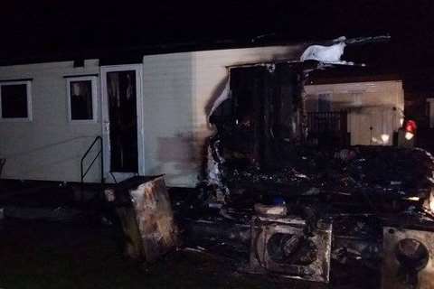 The aftermath of the caravan fire, Dymchurch.