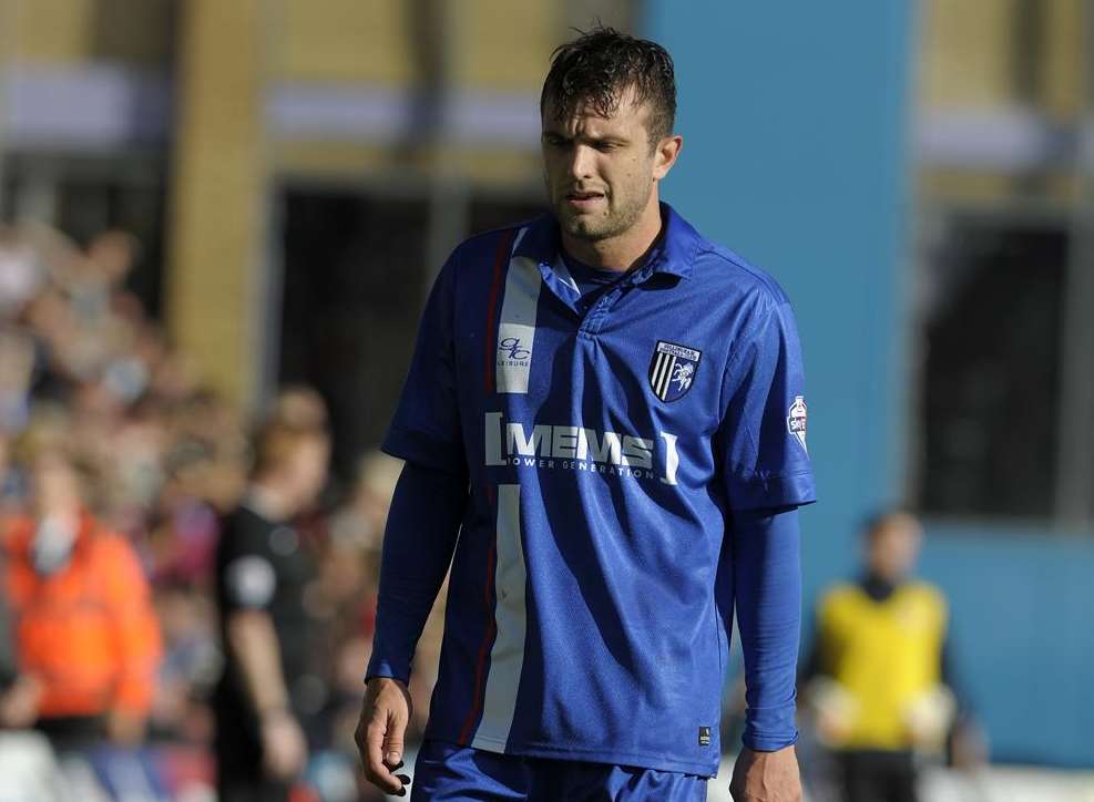 Captain Doug Loft walks off after his red card against Scunthorpe Picture: Barry Goodwin