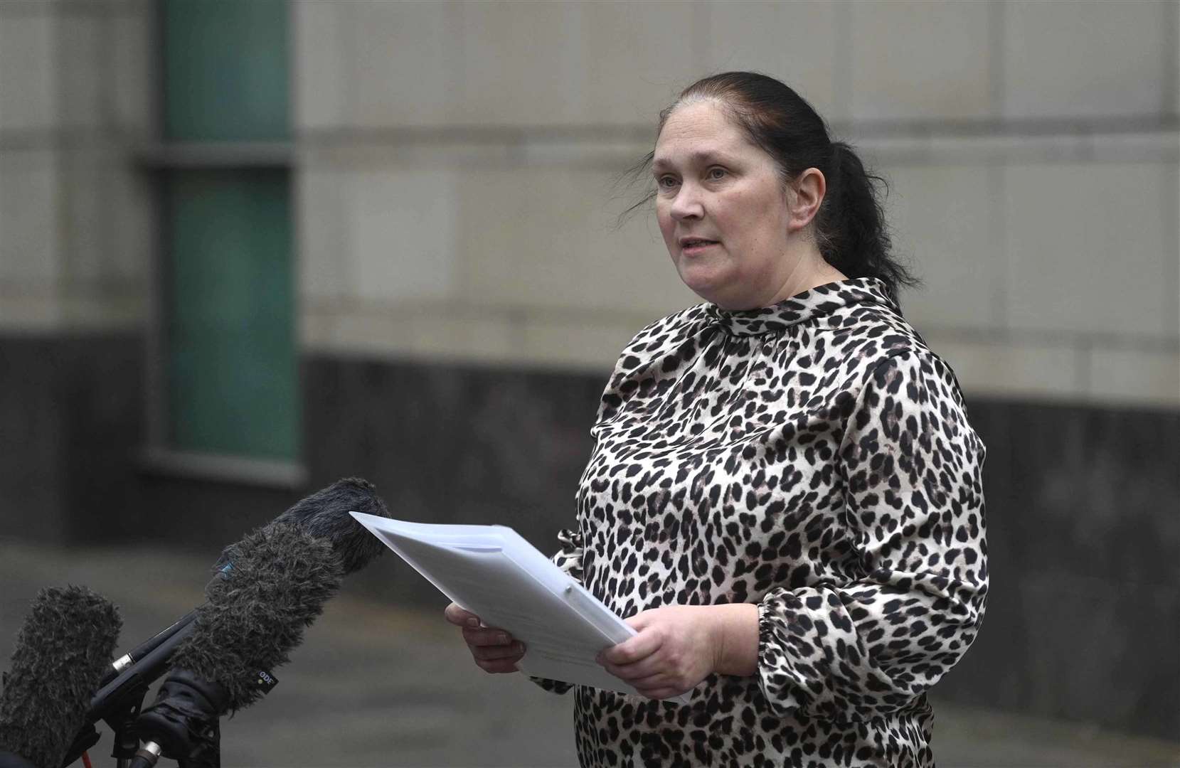 Detective Superintendent Lindsay Fisher speaks to the media outside Laganside courts in Belfast (Mark Marlow/PA).