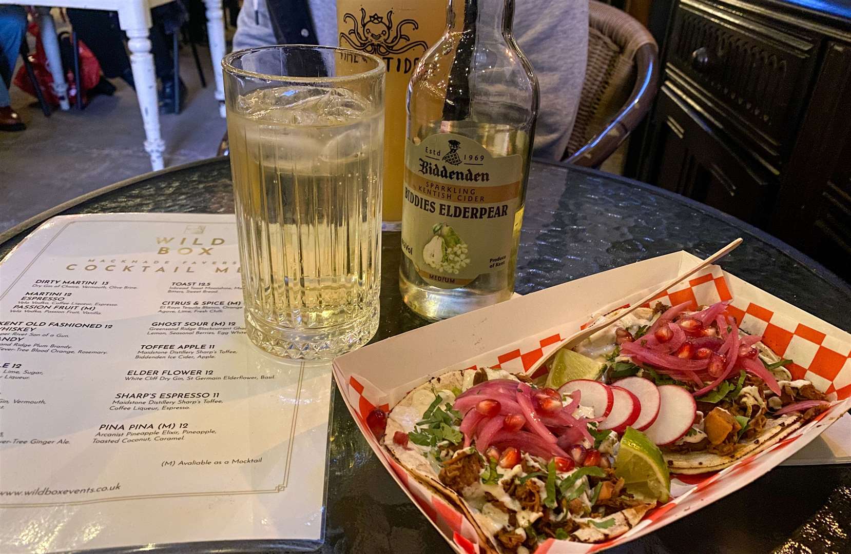 The Biddenden cider, Time and Tide IPA and jackfruit carnitas that I sampled during a visit earlier this summer. Picture: Sam Lawrie