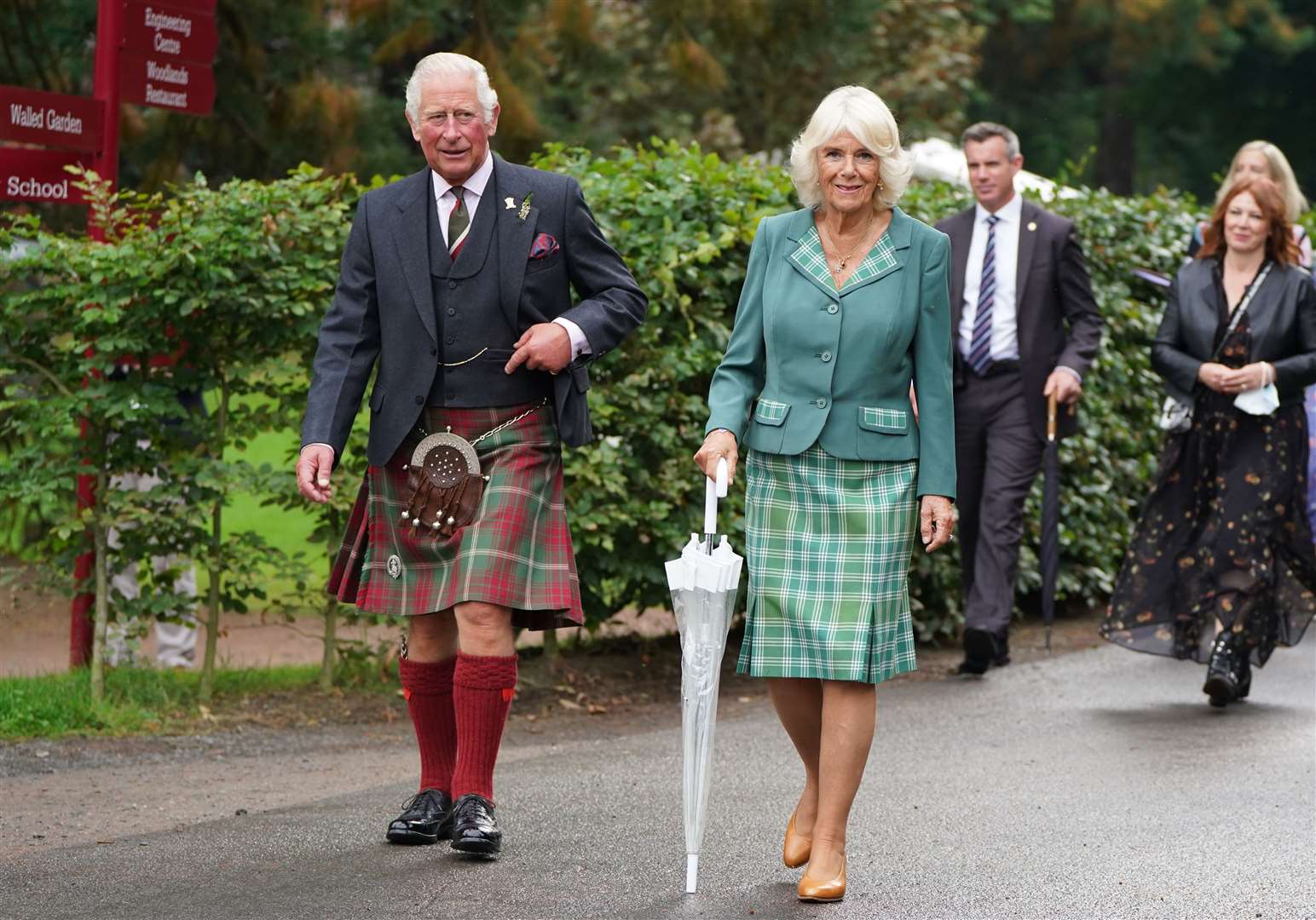 The Prince of Wales and the Duchess of Cornwall in the grounds of Dumfries House where Michael Fawcett was based (Andrew Milligan/PA)