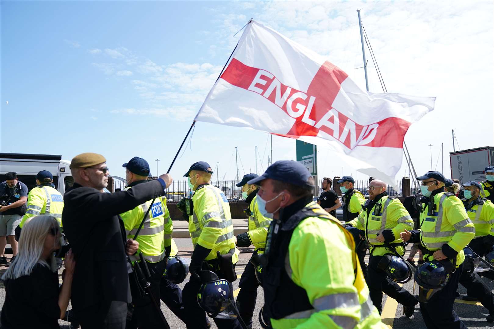 A large police presence is on the scene in Dover (Andrew Matthews/PA)