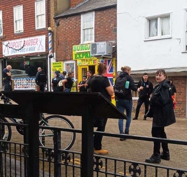 Numerous police officers descended on Burgate Lane in Canterbury city centre