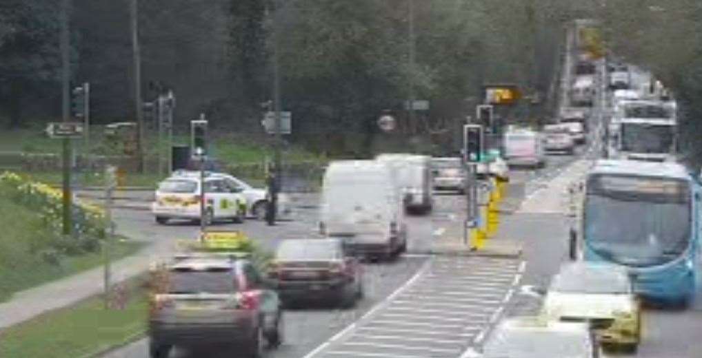 Willington Street near the A20 Ashford Road in Bearsted is closed. Picture: KCC Highways