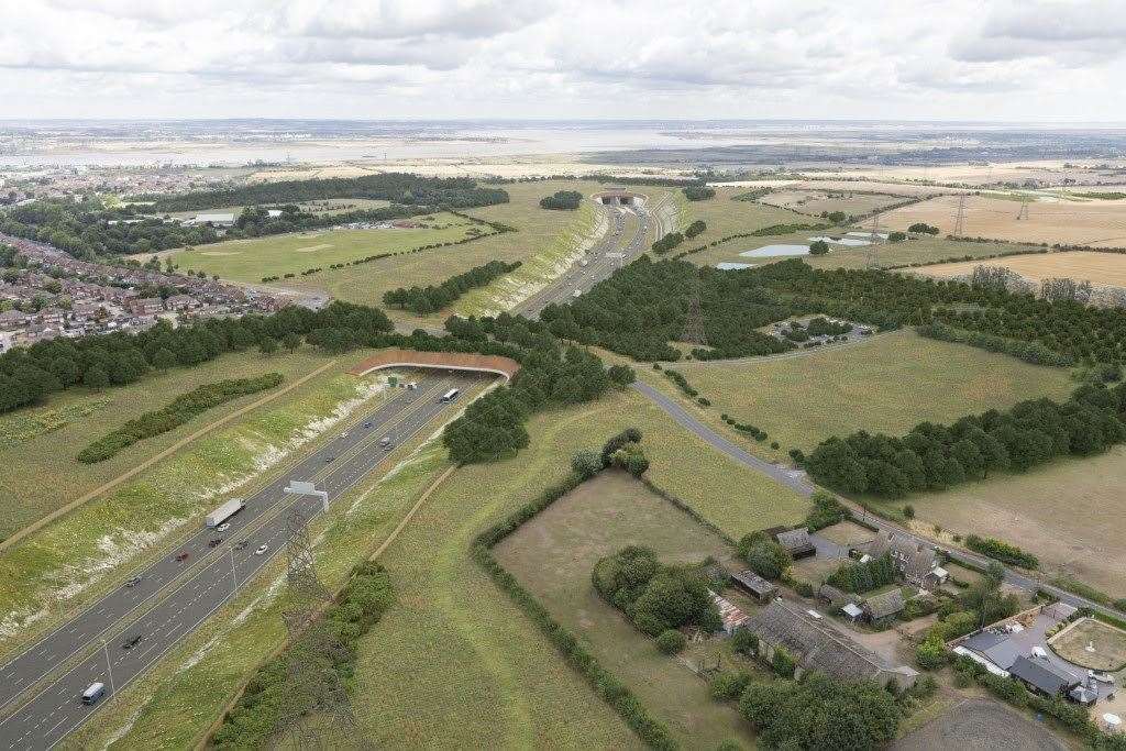 The proposed Lower Thames Crossing will almost double capacity for vehicles crossing the Thames, say Highways England. Picture: Highways England