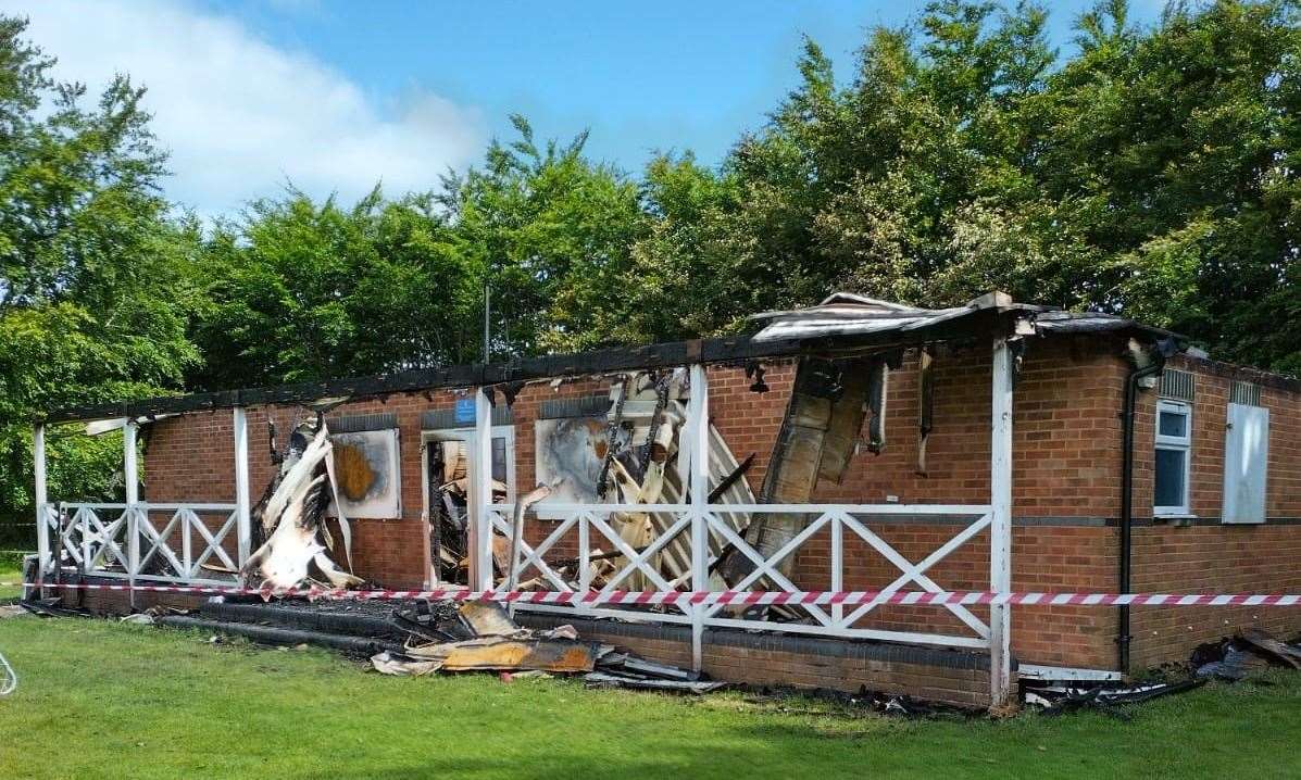 Wye Cricket Club's pavilion was left completely destroyed by a fire on Sunday 19 June