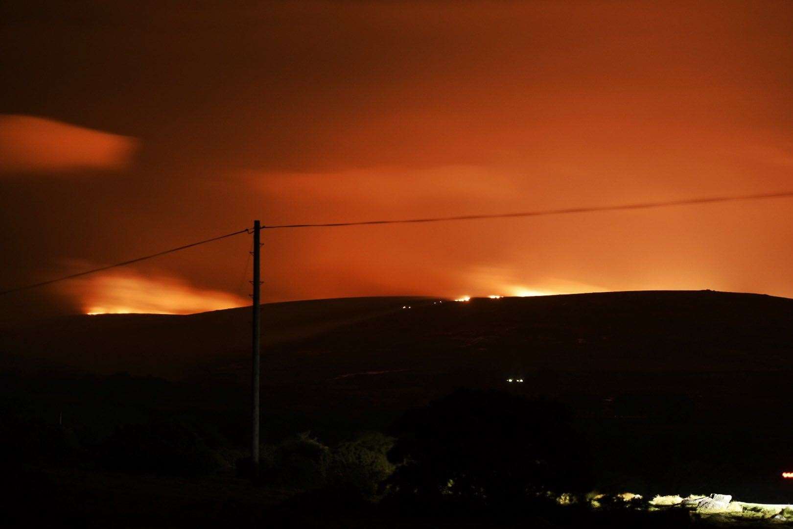 The blaze is near Tavy Cleave, a few miles north-east of Tavistock (Benjamin Lawley/Twitter/PA)