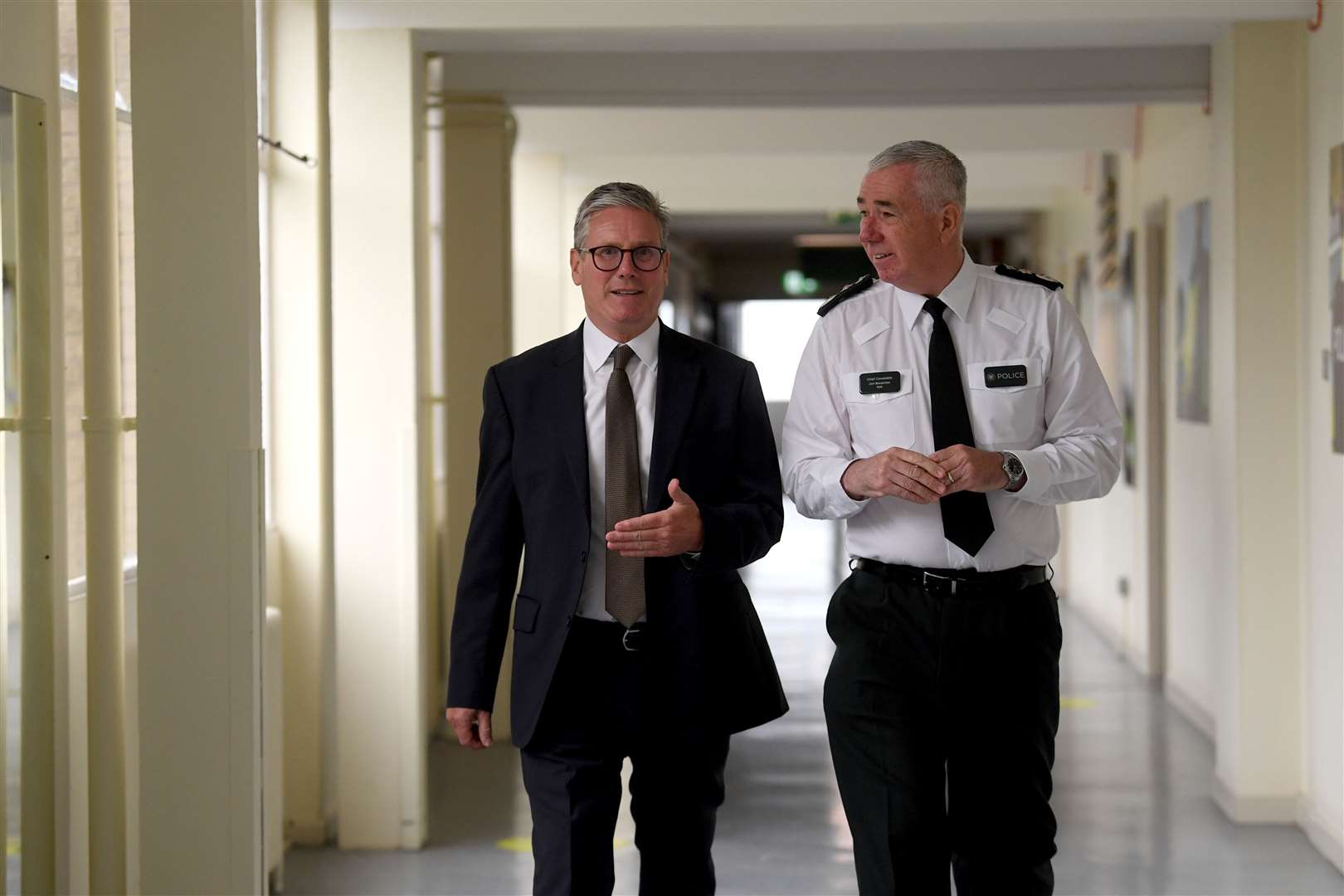 Prime Minister Sir Keir Starmer with PSNI Chief Constable Jon Boutcher during a visit to PSNI College at Garnerville (Charles McQuillan/PA)