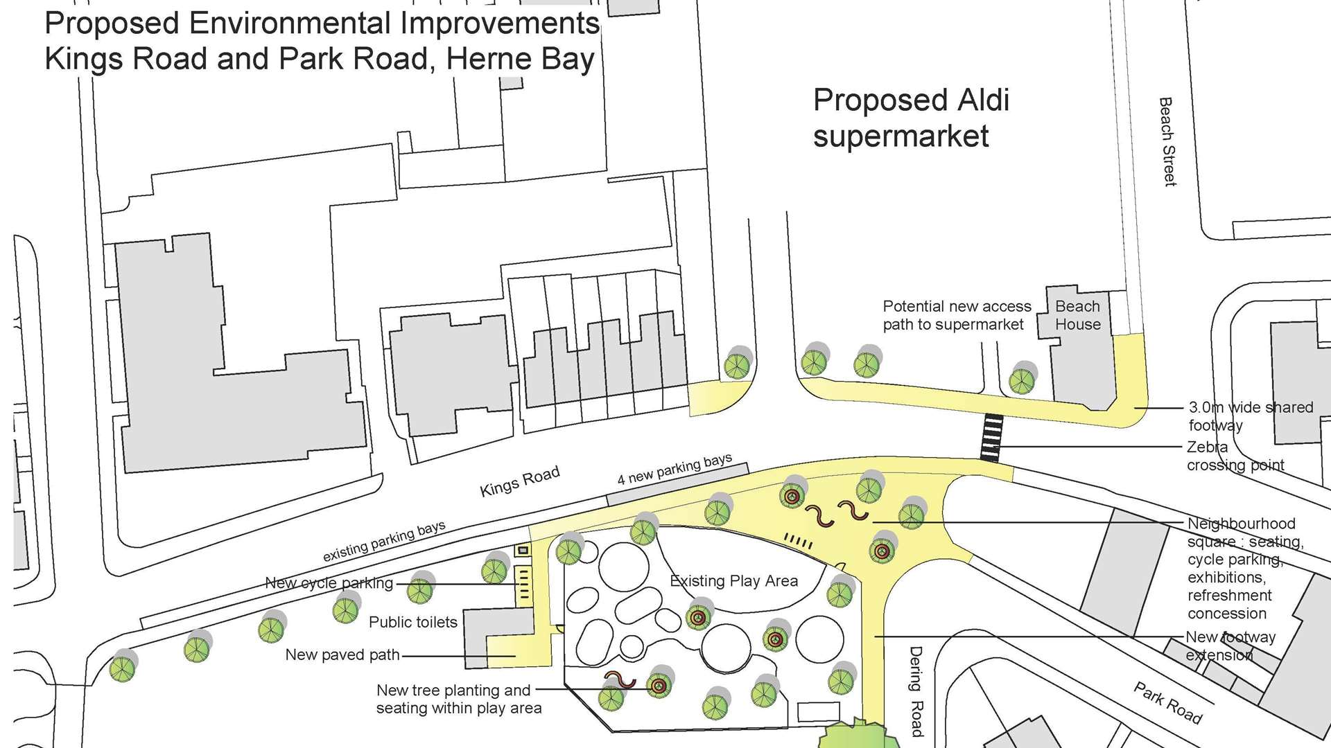 The proposals for a new public square and zebra crossing