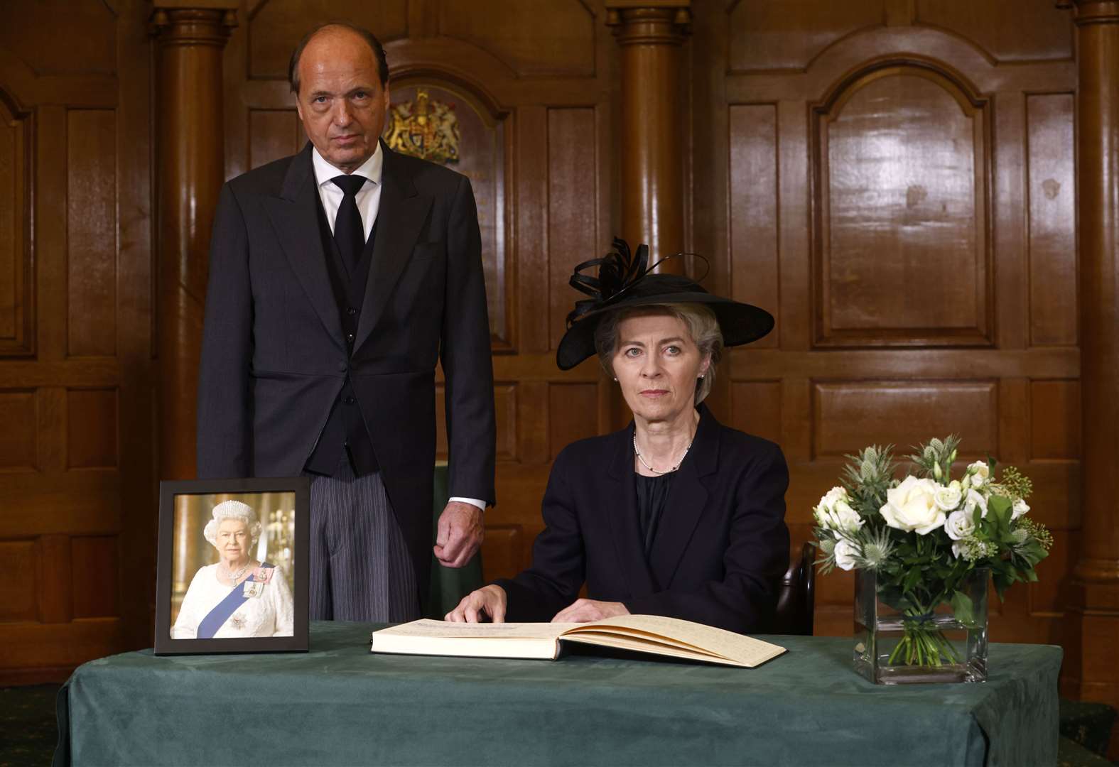 European Commission President Ursula von der Leyen signs a book of condolence at Church House (David Parry Media Assignments/PA)