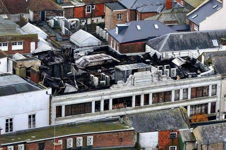 Debenhams in Canterbury in the aftermath of Monday's fire. Picture: TheDroneMan.net