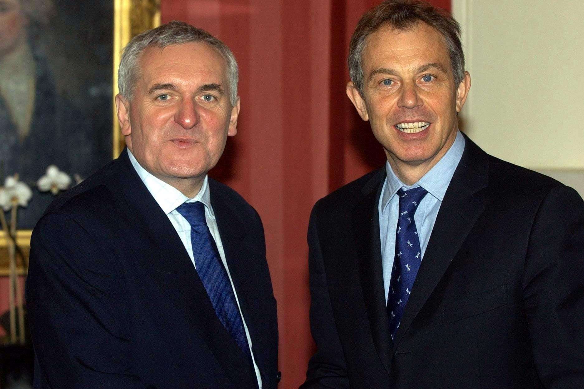 The document said there was a good working relationship between former Taoiseach Bertie Ahern and Tony Blair (Matthew Fearn/PA)