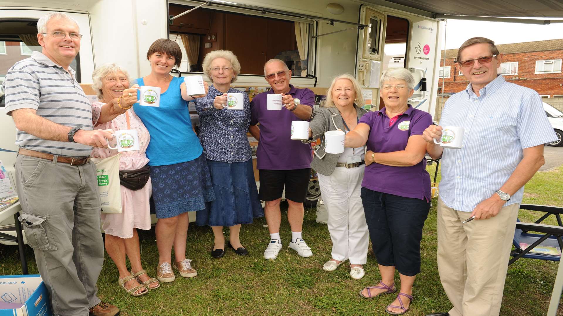 Visitors make the most of the mobile cafe. Picture: Steve Crispe