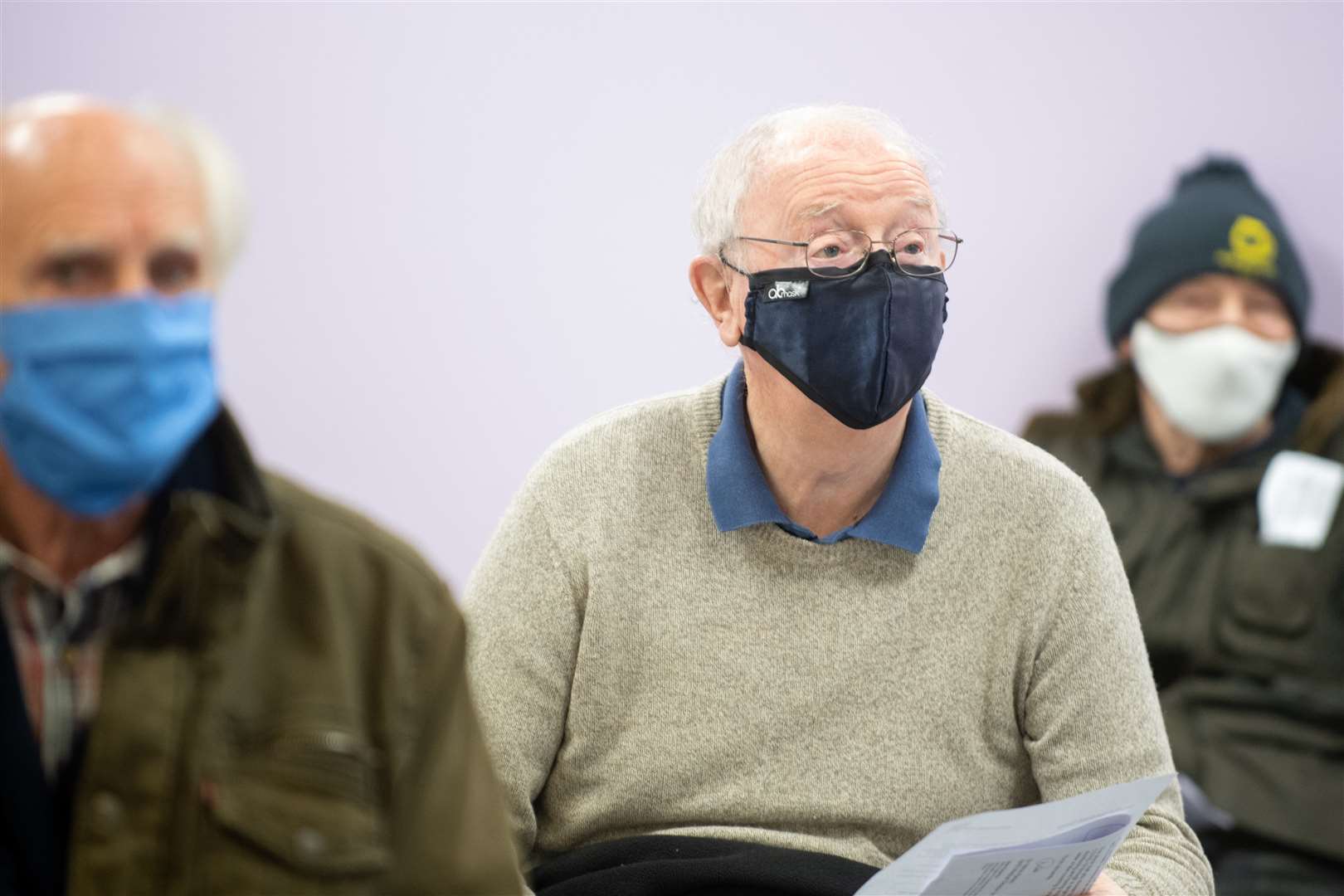 Keith Garwood, 80, from Ampthill in Bedfordshire, waits to receive an injection of a Covid-19 vaccine (Joe Giddens/PA)