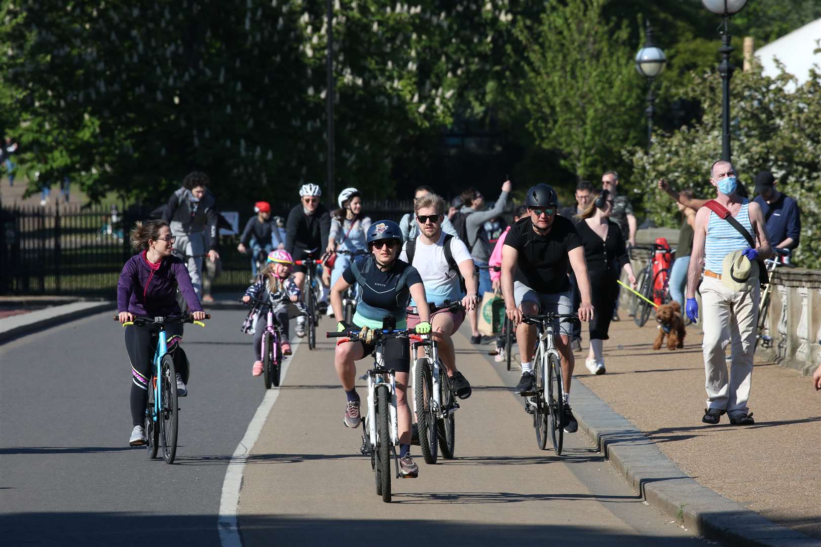 Cyclists out in force in Hyde Park despite the shutdown (Jonathan Brady/PA)