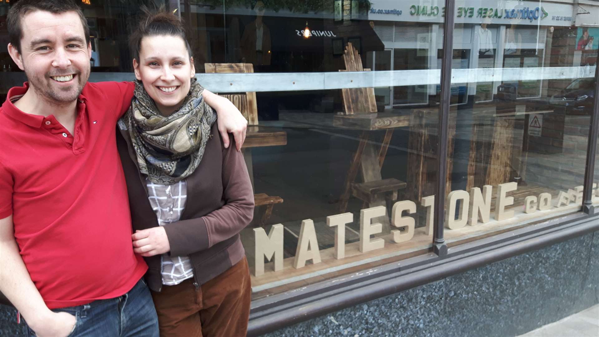 George Spencer and Sandra lemke of Matesones Coffee Bar with their hand-made furniture