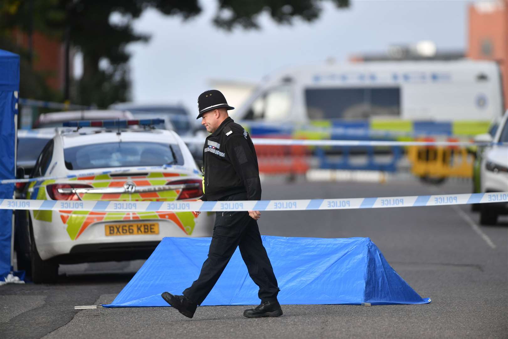 The scene of the stabbings in Irving Street (Jacob King/PA)