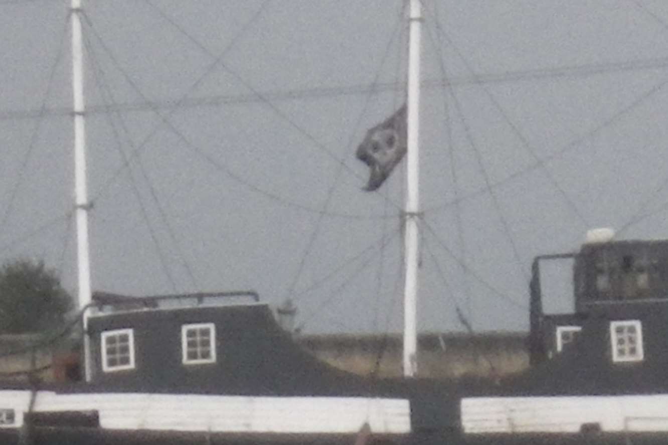 The pirate ship has run aground in the Swale near Oare.