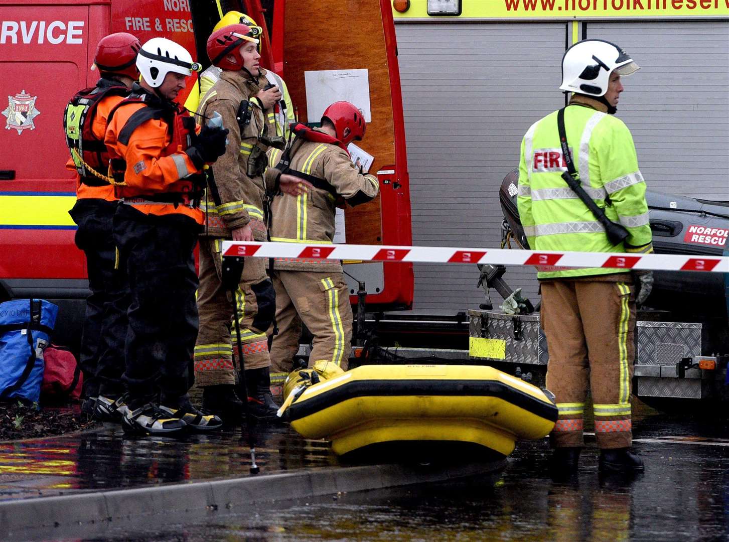 Stock image of fire crews doing a water exercise