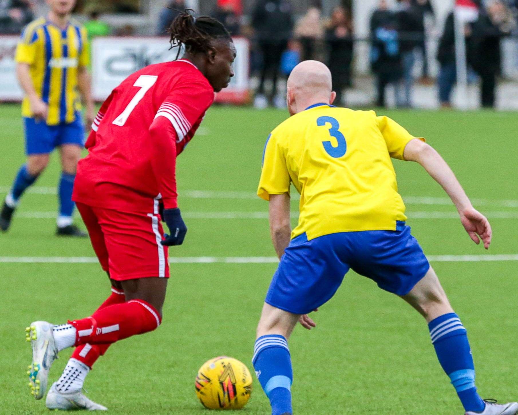 Jefferson Aibangbee - struck twice in Whitstable's 6-1 victory away to Kennington. Picture: Les Biggs