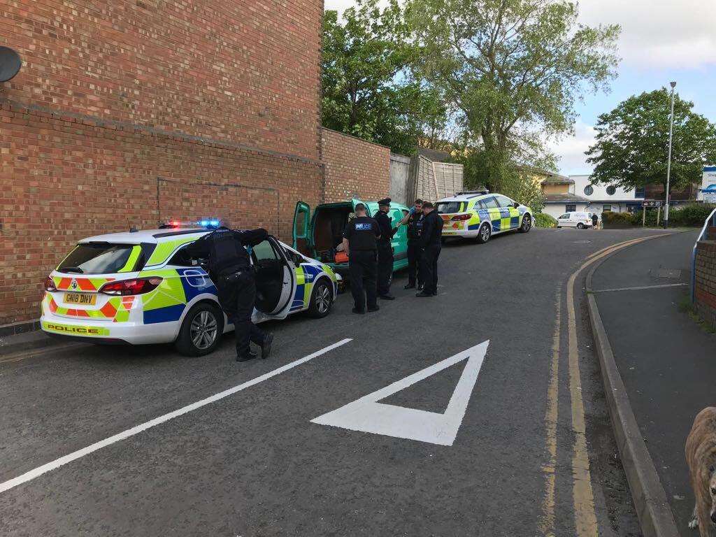 Police stopped a van in Royal Road, Sheerness, this morning